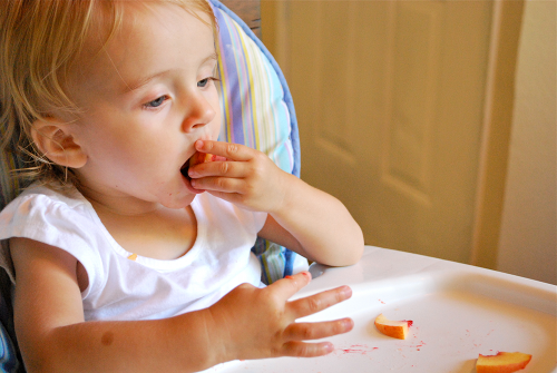 Jordan Eating a Peach images of Community Supported Agriculture by Lacey Stevens-Baier, a sweet pea chef