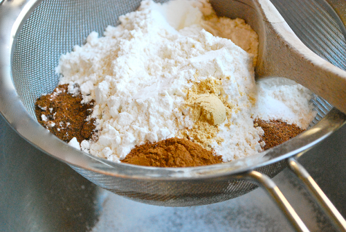 Sifting Dry Ingredients Soft Ginger Cookies recipe and images by Lacey Baier, a sweet pea chef