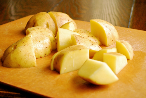 Cubed Raw Potatoes Parmesan Mashed Potatoes recipe and images by Lacey Baier, a sweet pea chef