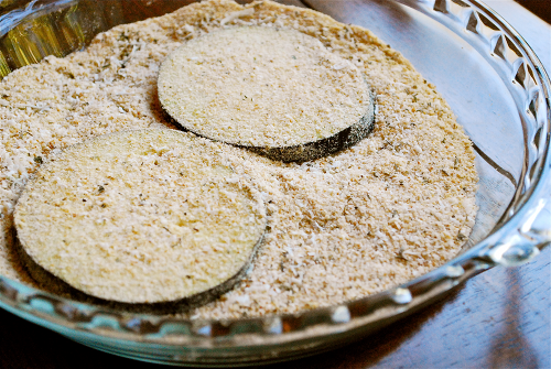 Eggplant in Breadcrumb Mixture Eggplant Parmesan recipe by Lacey Baier, a sweet pea chef