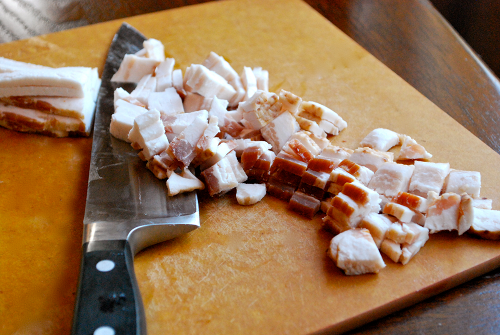 Chopped Thick Bacon Cheesy Au Gratin Potatoes recipe and images by Lacey Baier, a sweet pea chef