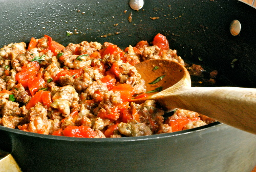 Meat Filling Meat Lasagna recipe and images by Lacey Baier, a sweet pea chef