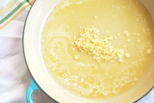 Minced Garlic in Melted Butter Garlic Alfredo Sauce images and recipe by Lacey Baier, a sweet pea chef
