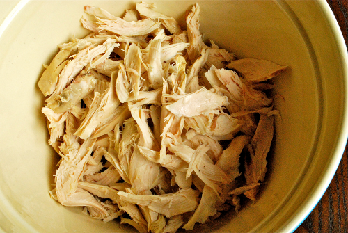 Shredded Chicken Easy Chicken and Dumplings recipe and images by Lacey Baier. a sweet pea chef