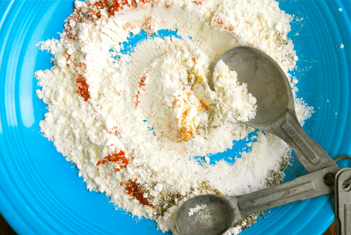 Mixing the Coating Best Pork Chops recipe and images by Lacey Baier, a sweet pea chef