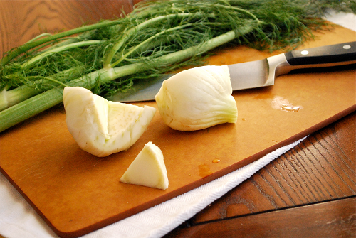 Coring the Fennel Bulb Roasted Fennel and Italian Sausage Pizza with Garlic White Sauce by Lacey Baier, a sweet pea chef