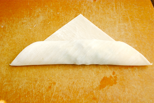 Filled Egg Roll Rolled Half-Way How to Make Egg Rolls