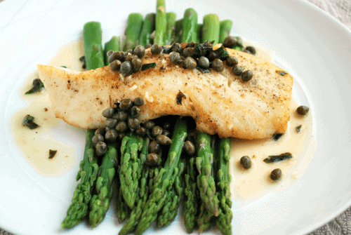Halibut Picatta with Asparagus Halibut Picatta with Asparagus