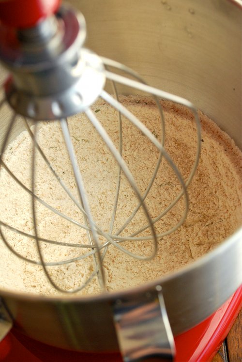 Mixing the Flours Olive Oil and Herb Crackers recipe by Lacey Baier, a sweet pea chef