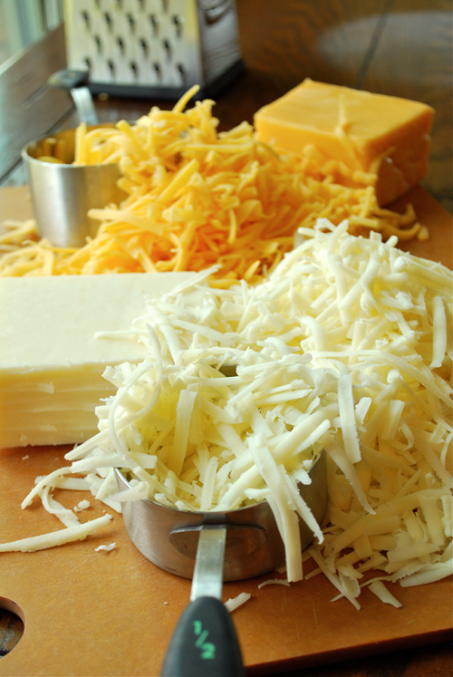 Shredded Jack and Cheddar Cheeses Baked Mac n Cheese recipe and images by Lacey Baier, a sweet pea chef