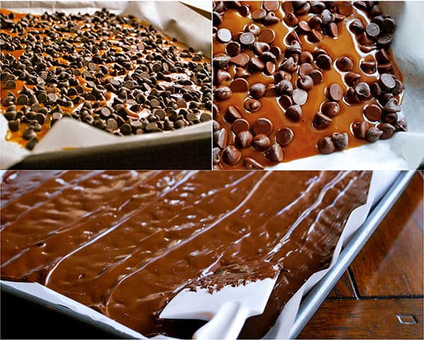 How To Make Toffee - Spreading the chocolate