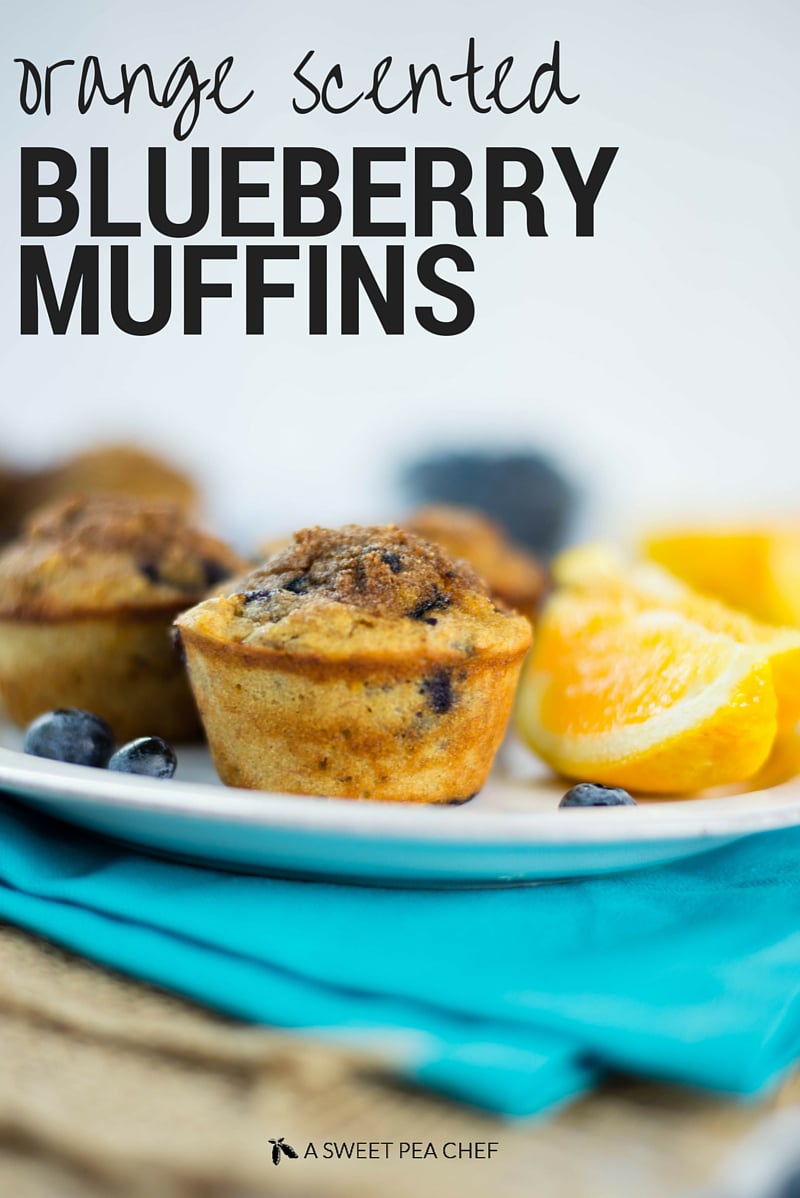 Orange Scented Blueberry Muffins | Simple, healthy blueberry goodness! | A Sweet Pea Chef