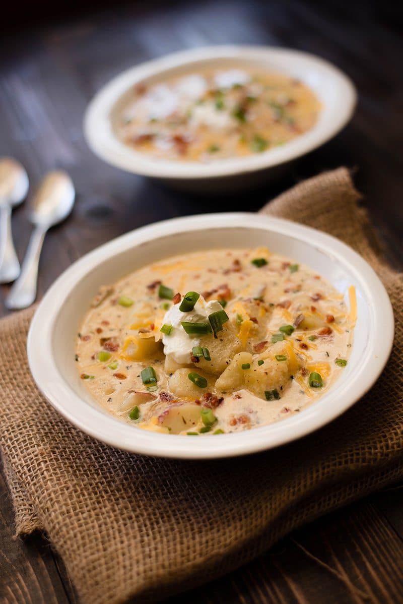 Healthy Baked Potato Soup | A Satisfying, Yet Lightened-Up Version of an Old Classic