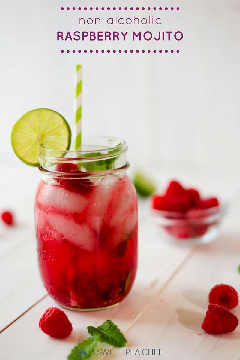 Non-Alcoholic Raspberry Mojito | Perfect for a baby shower, kids party, or lazy day at the pool. www.asweetpeachef.com