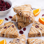 Healthy Cranberry Orange Scones | With Orange Vanilla Glaze