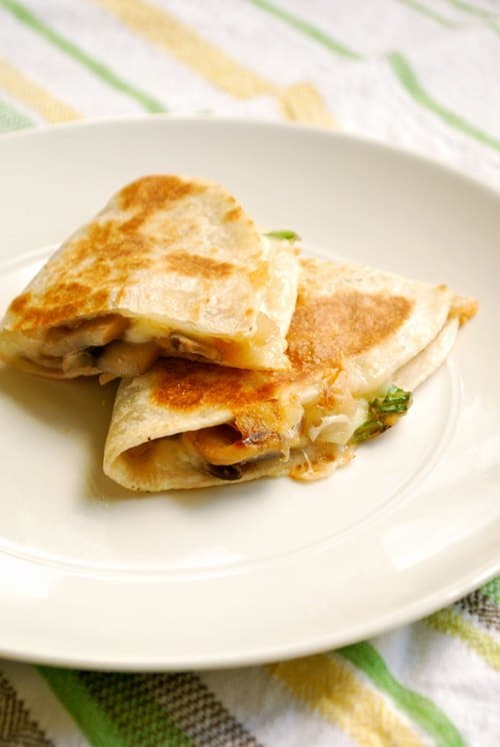 Spinach, Mushroom and Jack Quesadilla recipe and images by Lacey Baier, a sweet pea chef