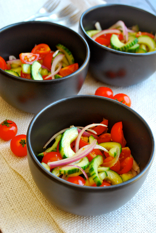 Cherry Tomato and Cucumber Salad recipe and images by Lacey Baier, a sweet pea chef