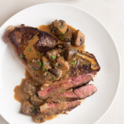 Steak With Creamy Balsamic Mushroom Sauce