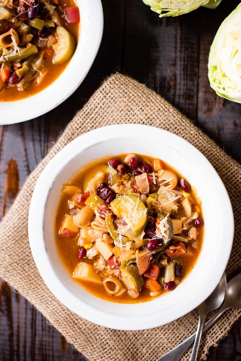 Minestrone | Full of hearty vegetables, this vegetarian soup is a hearty winner! www.asweetpeachef.com