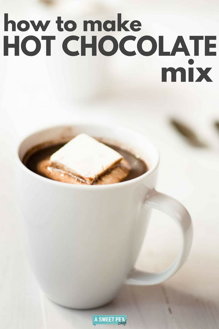 Single white mug filled with hot chocolate which has been made using the best hot chocolate mix.