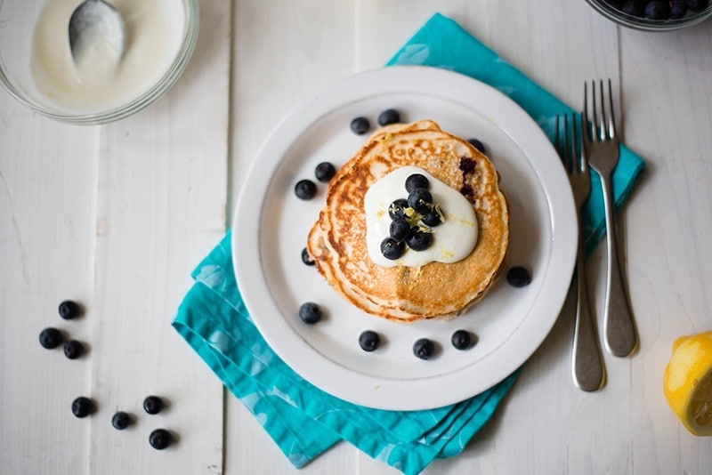 Lemon Blueberry Protein Pancakes