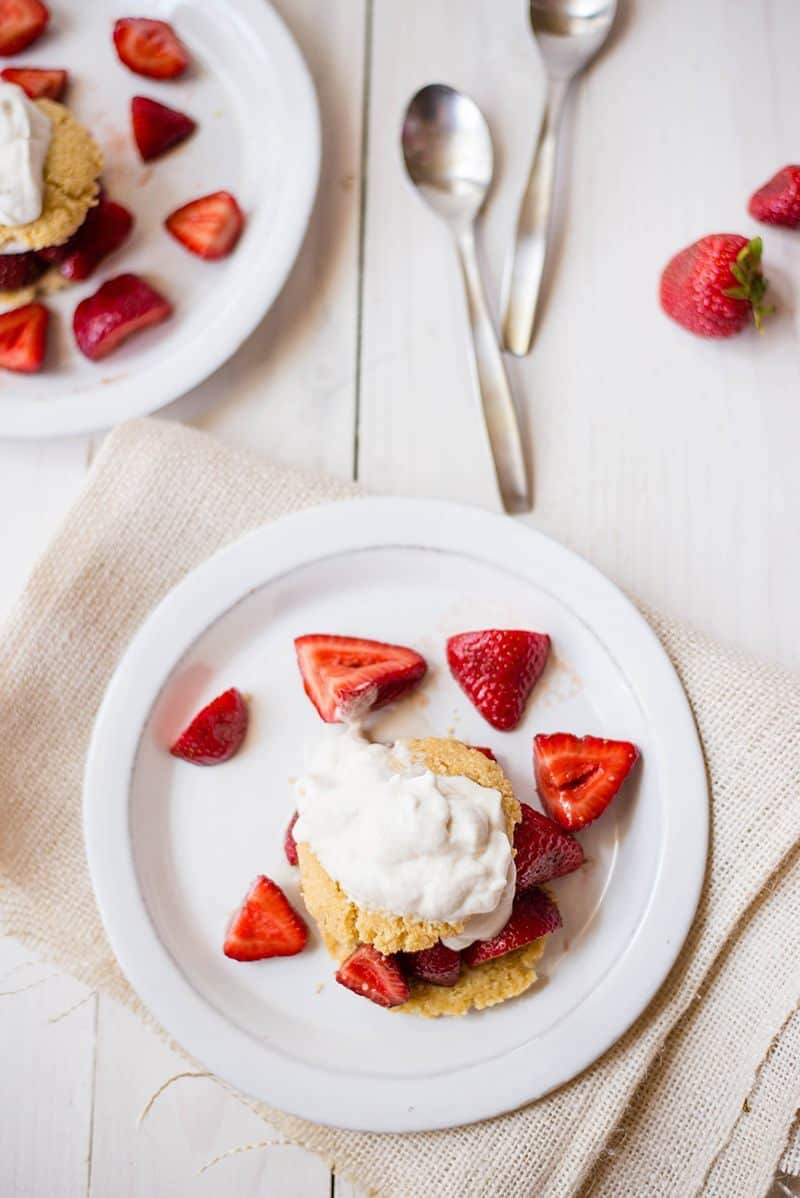 Healthy, gluten-free strawberry shortcake, ready to be served and enjoyed,