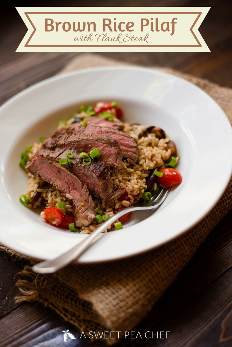 Brown Rice Pilaf With Flank Steak | A delicious, savory, and healthy weeknight dinner. www.asweetpeachef.com
