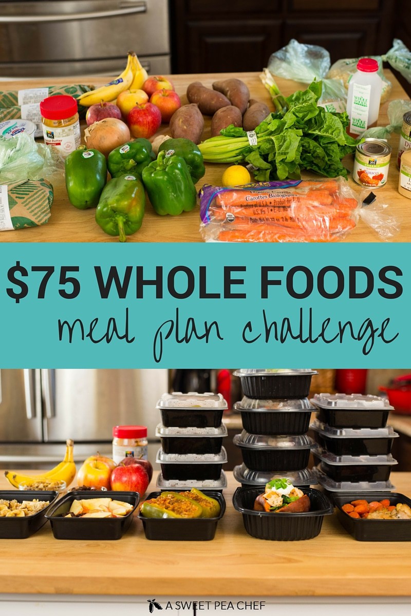  $75 Whole Foods Meal Prep Challenge | I went to Whole Foods with just $75 to make 5 healthy meals for 5 days for this meal plan challenge. | asweetpeachef.com