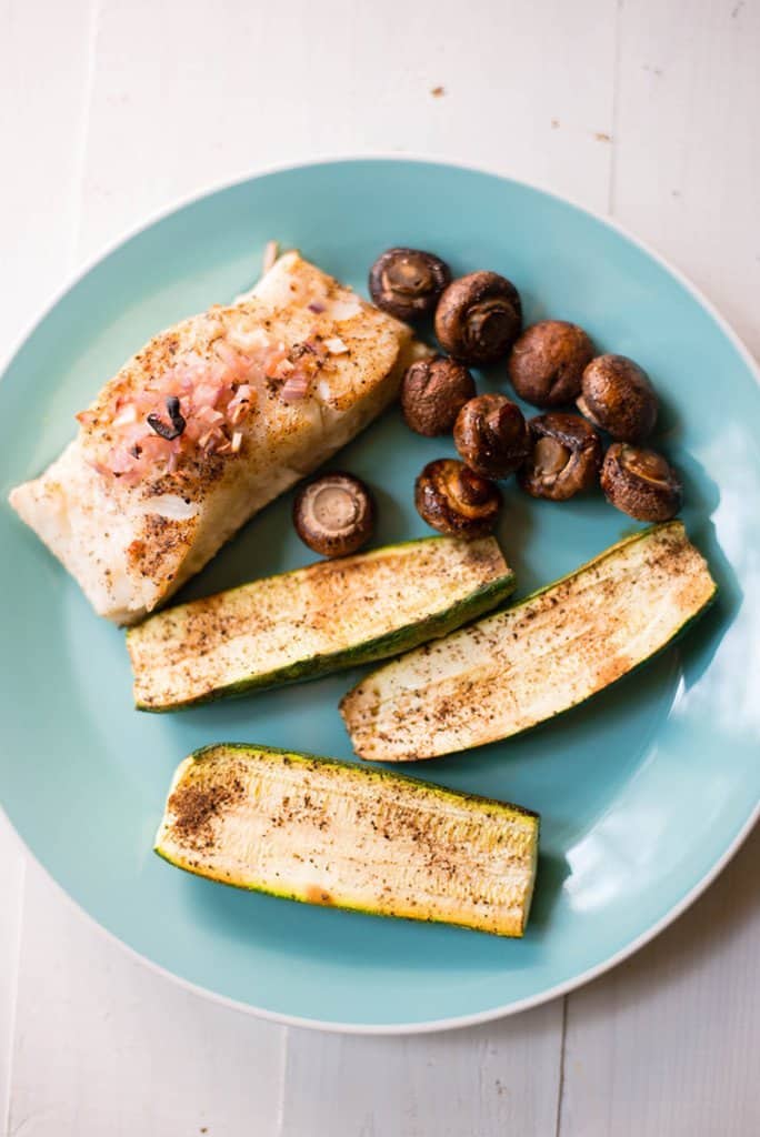 Baked Sea Bass & Zucchini Sheet Pan Meal | Easy, fast, healthy, and delicious! | asweetpeachef.com