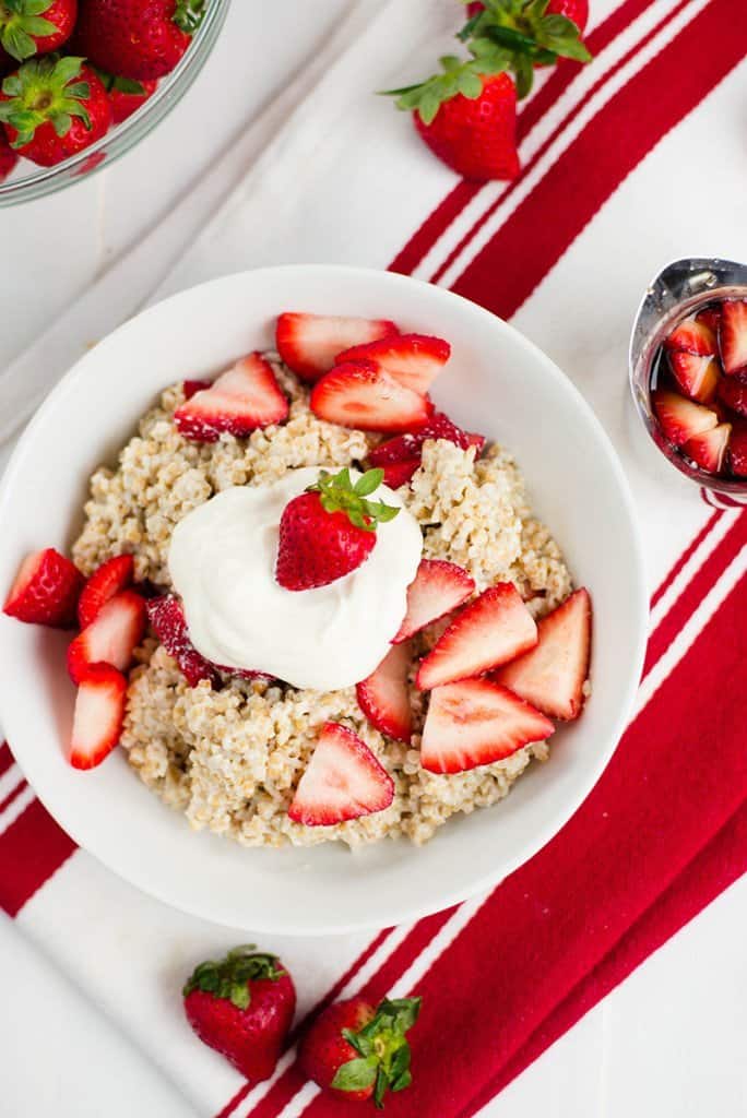 Strawberries And Cream Oatmeal | With Steel Cut Oats