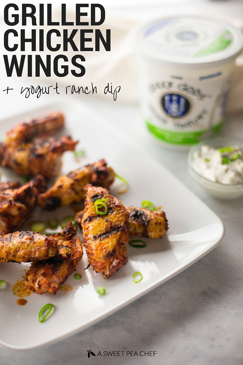 35 Easy Chicken Recipes - Grilled Chicken Wings With Yogurt Ranch Dip