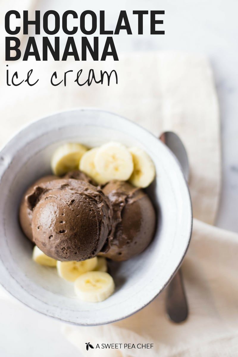 Chocolate Banana Ice Cream | This Chocolate Banana Ice Cream is an outrageously easy, 2-ingredient nice cream recipe that shows you how to make ice cream with bananas and cocoa! Creamy, delicious, and only 129 calories! | A Sweet Pea Chef