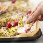 Frozen Greek Yogurt Bark with Raspberries and Pistachios Square Recipe Preview Image