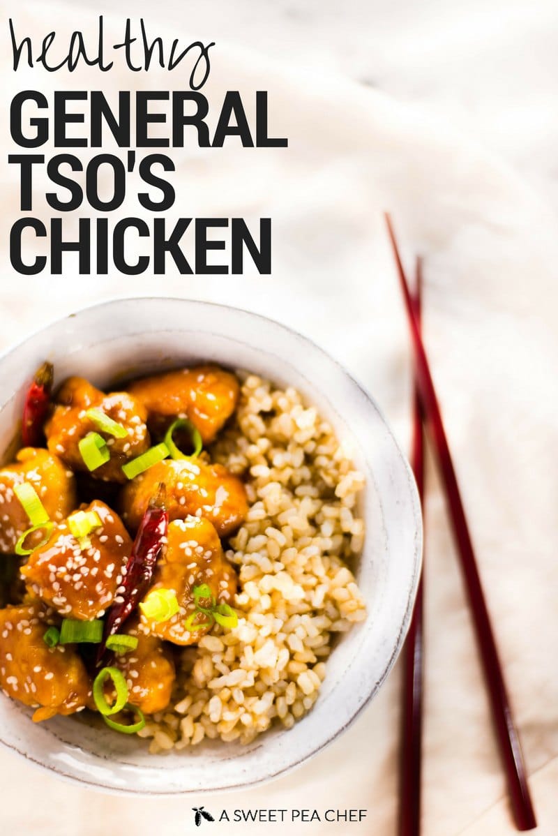 Mouthwateringly delicious, this Healthy General Tso’s Chicken recipe is the best you’ll ever have. High-protein chicken breasts are coated in garbanzo bean flour and almond meal and then sautéed in olive oil instead of deep-fried. It’s a clean-eating, gluten-free meal for any night of the week!