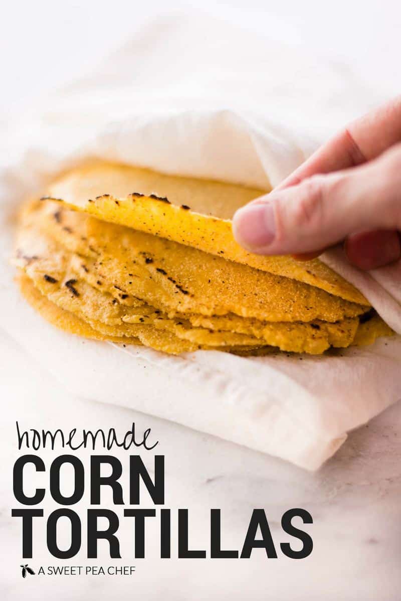 Homemade Corn Tortillas | These homemade corn tortillas are clean, easy, and just 4 ingredients. Never wonder again if your corn tortillas are clean! | A Sweet Pea Chef