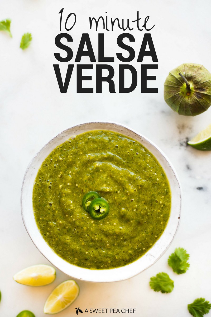 Try this amazing Tomatillo Salsa Verde Recipe! It’s easy to make, extra flavorful, and sure to be your go-to salsa from now on. Use this healthy salsa verde as a sauce or for dipping!