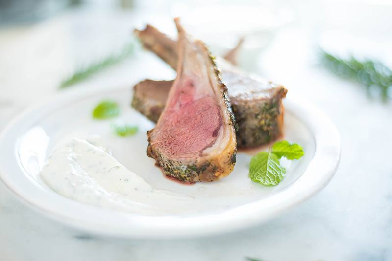 Rack of Lamb with Yogurt Mint Sauce | A shockingly easy dinner that's also impressive. | A Sweet Pea Chef #ad