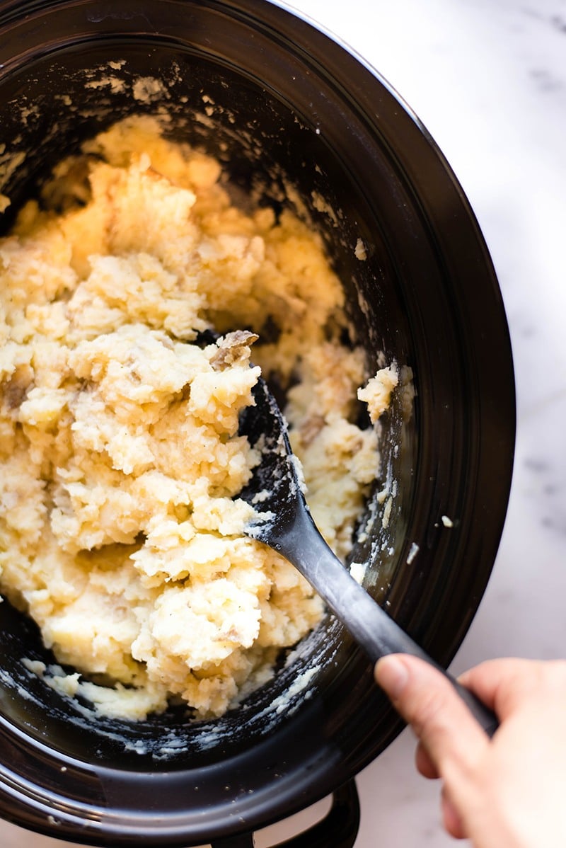 Crock Pot Mashed Potatoes | Such an easy dinner side, especially when the crock pot does all the work! | A Sweet Pea Chef