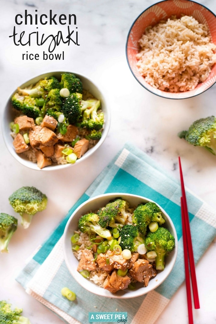 Chicken Teriyaki Rice Bowl | Day 7 of our free Spring Into Health Lunch Challenge is here! | A Sweet Pea Chef