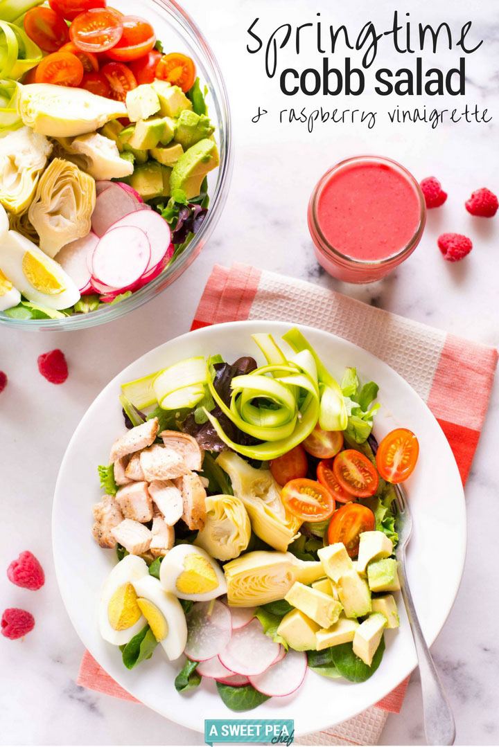 Springtime Cobb Salad with Raspberry Vinaigrette | Day 5 of our free Spring Into Health Lunch Challenge is here! | A Sweet Pea Chef