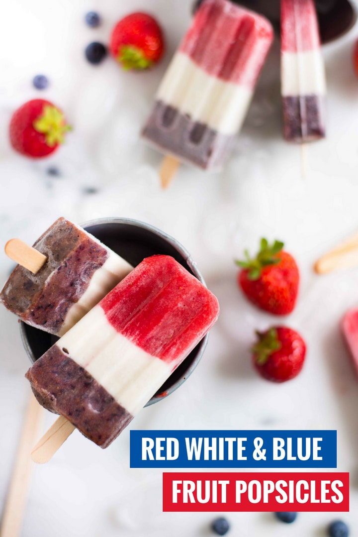 Red White And Blue Fruit Popsicles | These easy fruit popsicles are great, yummy, and refined sugar-free to celebrate the Fourth of July!