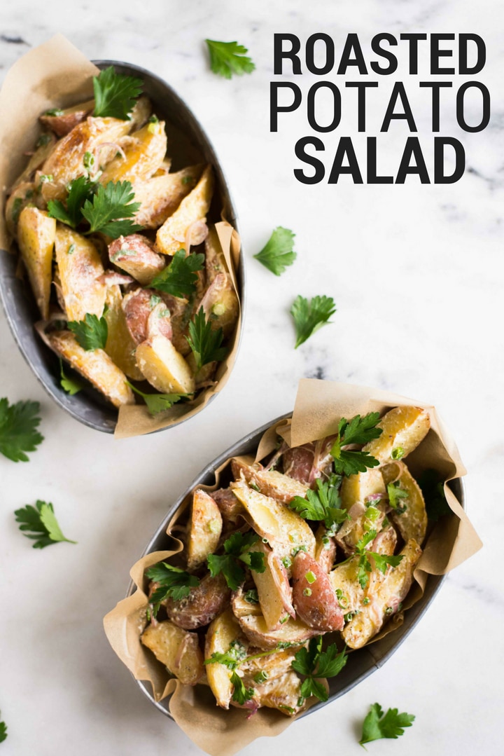 Roasted Potato Salad | With no mayonnaise or refined ingredients, this easy Roasted Potato Salad makes the perfect summer side and is a great new way to enjoy a classic comfort food | A Sweet Pea Chef