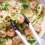 Healthy Shrimp Scampi Recipe | This easy, flavorful, and healthy Shrimp Scampi recipe comes together in just 15 minutes! This Healthy Shrimp Scampi recipe with zucchini noodles is the easiest and most delicious healthy shrimp dinner you’ll ever try! | A Sweet Pea Chef