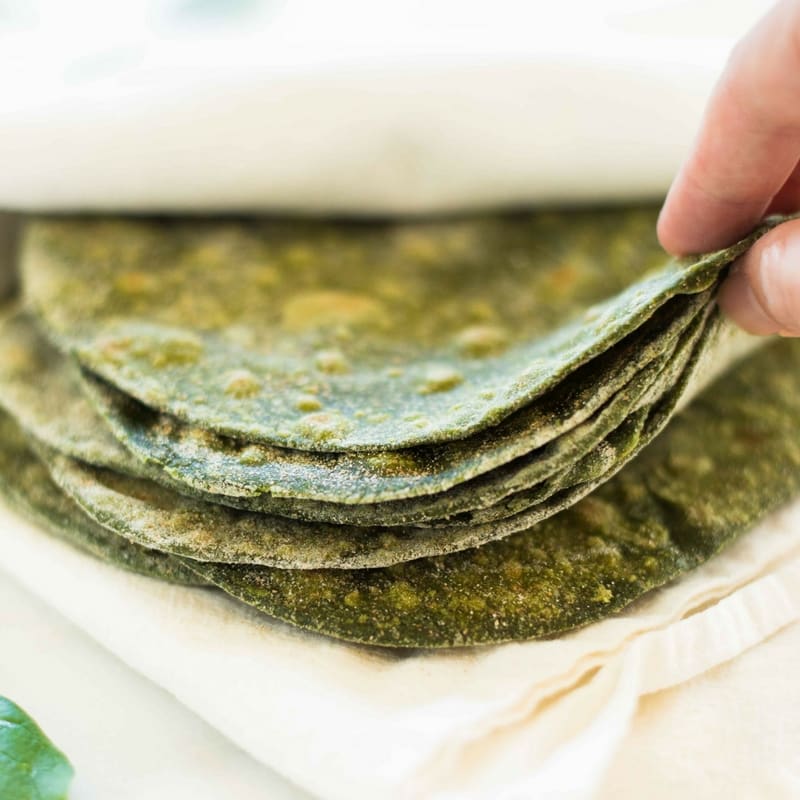Healthy Homemade Spinach Tortillas (Just 4 Ingredients!)