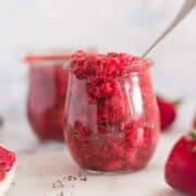 Strawberry Chia Jam | Making homemade jam has never been easier and only requires 3 ingredients.  You will not believe how easy it is to make strawberry chia jam for a healthy jam option! | A Sweet Pea Chef