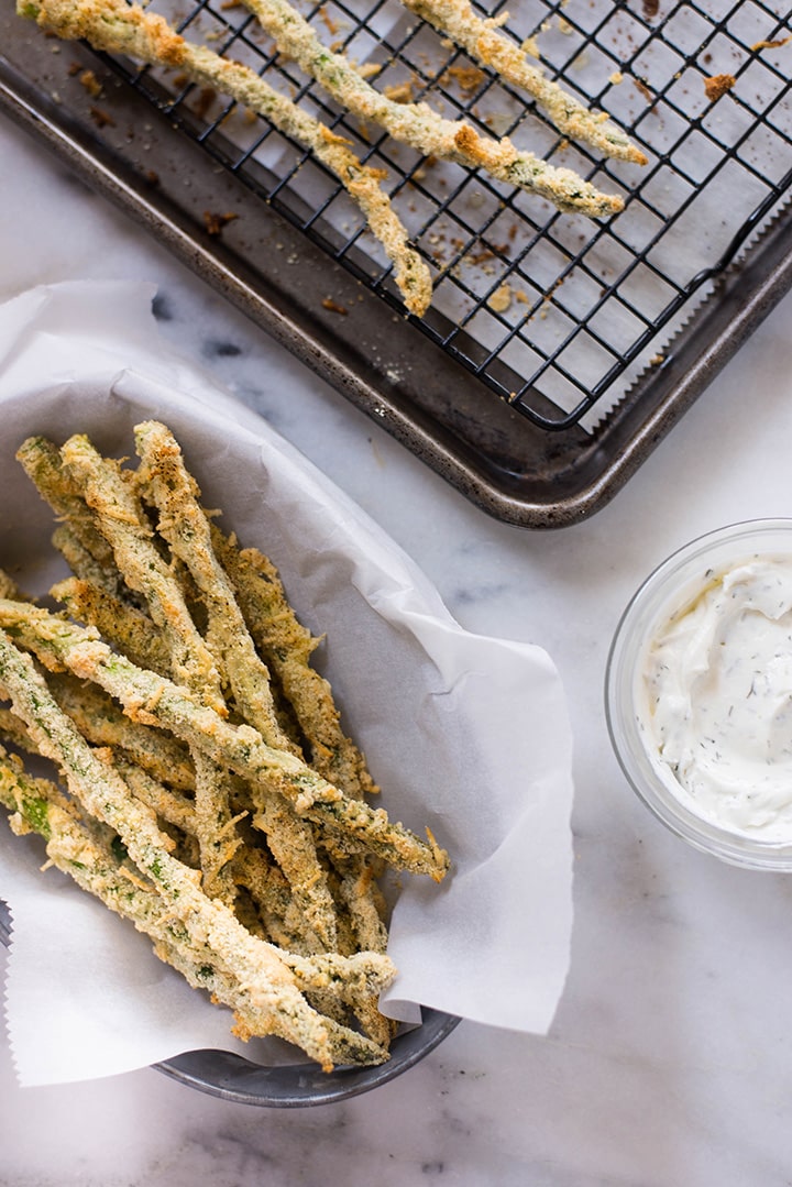 Oven Baked Asparagus Fries | If you’re looking for a way to liven up asparagus, this is it, my friends! These Oven Baked Asparagus Fries are a garden-fresh alternative to classic french fries and make a great side dish.  Adding asparagus to your diet has never been easier or yummier! | A Sweet Pea Chef