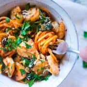 Creamy Tuscan Shrimp With Sweet Potato Noodles