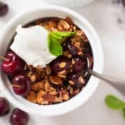 Fresh Cherry Crisp | This Fresh Cherry Crisp is a great way to enjoy the deliciousness and health benefits of sweet cherries while they're available in stores! | A Sweet Pea Chef