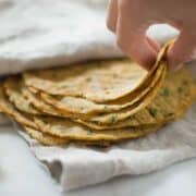 Cauliflower Tortillas | Learn how to make these low carb, high fiber Cauliflower Tortillas. These healthy tortillas are so awesome and the perfect grain-free tortilla substitute! | A Sweet Pea Chef