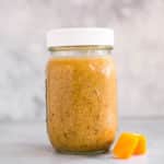 Cinnamon Butternut Date Smoothie, one of the Easy Make Ahead Smoothies for Fall, in a jar.